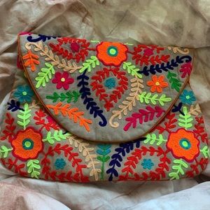 Embroidered oversized clutch